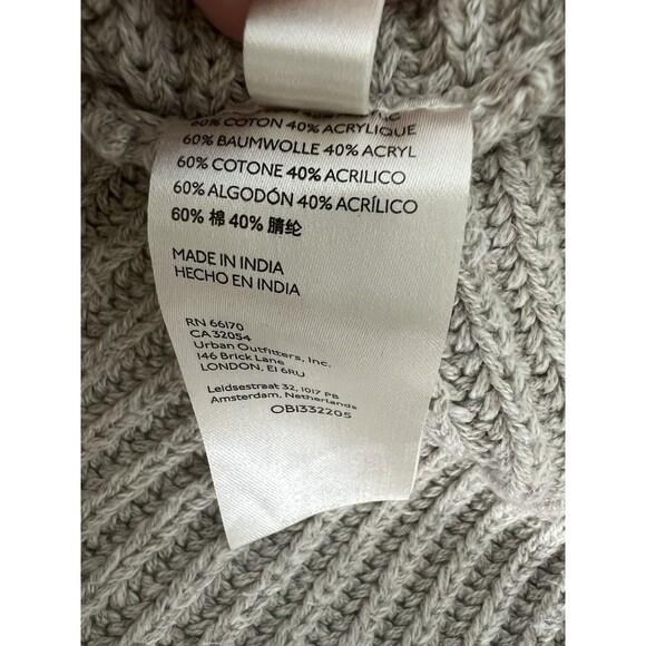 Free People Sweater Top Size M Beige Hi Low Hem V Neck Chunky Knit Cropped Top - Picture 9 of 11